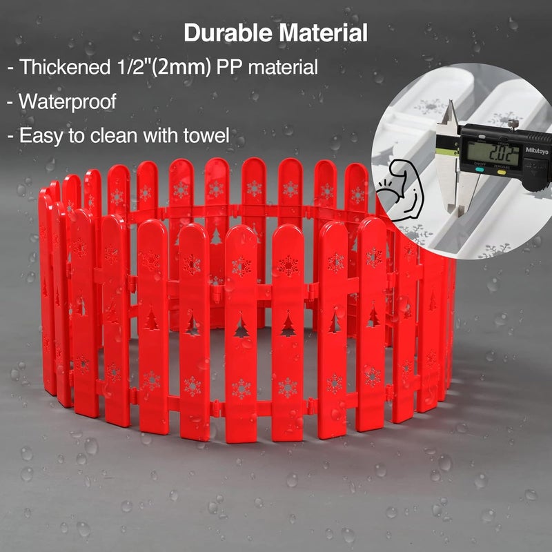Oliynedy Christmas Tree Fence Protector for Kids, Dogs, Pets - 30 Pack Indoor Plastic Red Picket Fence Decoration - Image 2